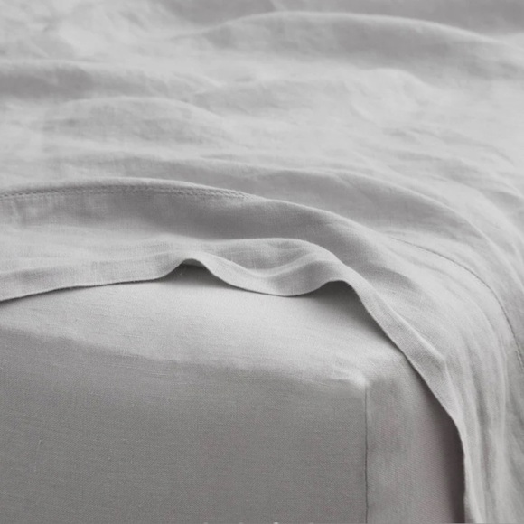 THE CITIZENRY 100% French Linen Gray Sz Queen Flat Sheet - Picture 2 of 7